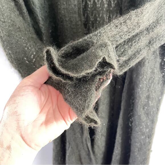 Eileen Fisher | Women’s Brown Mohair Blend Open Knit Long Cardigan Sweater Wool - Picture 6 of 9